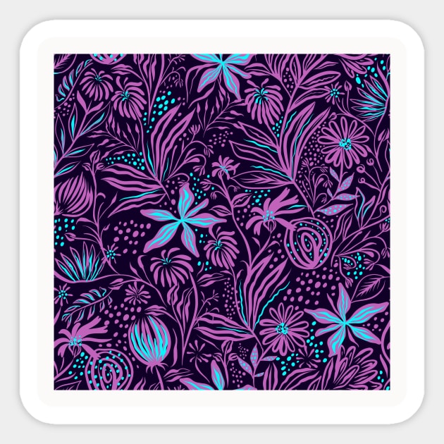 Cool Pattern Neck Gator Purple and Aqua Floral Pattern Sticker by DANPUBLIC